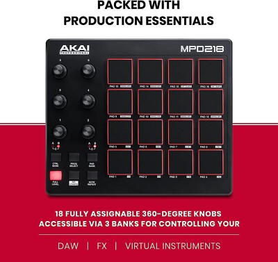 Akai Professional MPD218 MIDI USB Drum Beat Pad Controller | eBay