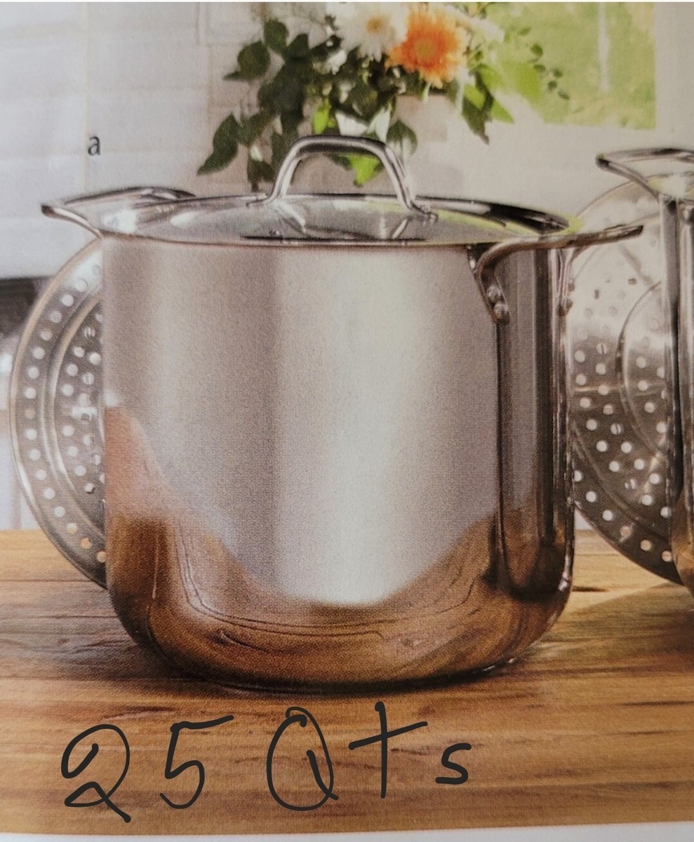 PRINCESS HOUSE STAINLESS STEEL 25- qt.STOCKPOT W/ SEAMING RACK