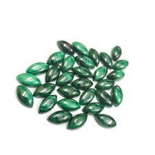 100 Natural Malachite Marquise Shape Cabochon Flat Back Loose Gemstones