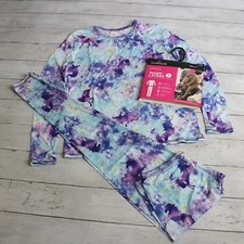 Cuddl Duds Girl's Base Layer Set Size XL 14 16 Long Sleeve Unicorn Tie Dye Warm