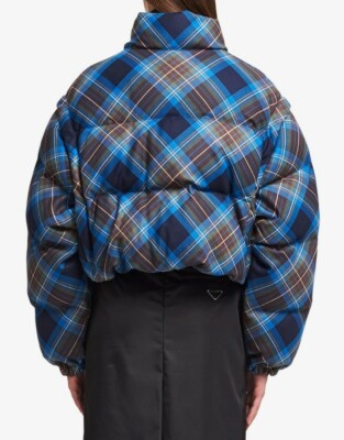 Prada plaid puffer jacket Clearance