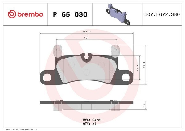 Brembo P 65 030 Bremsbelagsatz, Scheibenbremse FüR Porsche-image