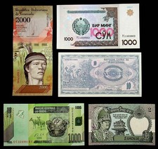 MIXED LOT OF 5 DIFFERENT WORLD PAPER MONEY BANKNOTES CURRENCY FOREIGN -Z-7