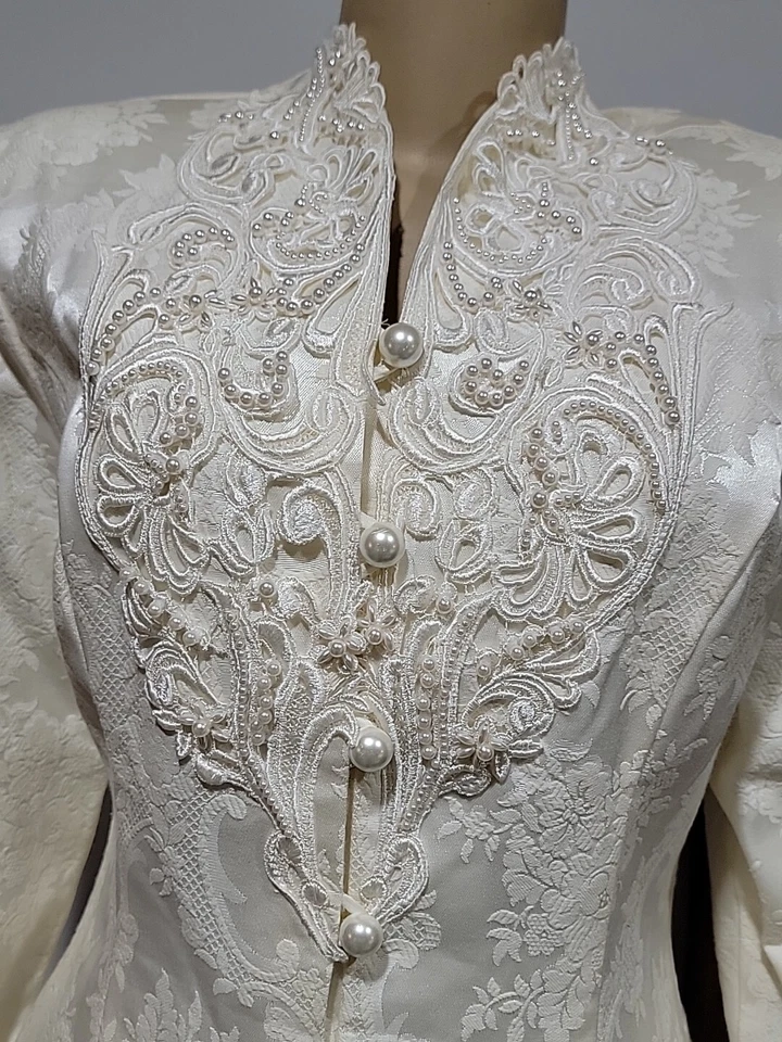 VTg. Traje de novia Jessica McClintock 10 Cottagecore boda marfil jacquard # 6 Foto 3 de 4