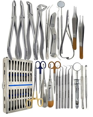 GERMAN 26 PC ORAL DENTAL SURGERY EXTRACTING ELEVATORS FORCEPS INSTRUMENT KIT SET