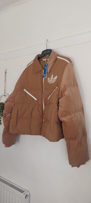 アディダス　VELVET DOWN JKT 韓国限定　S ブラウン Adidas Originals Tan Brown Velvet Puffer Jacket Feather & Down