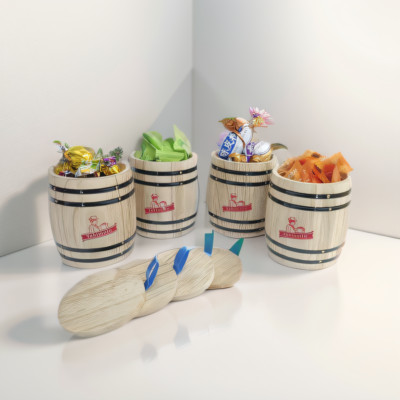 Yakimoto 8PCS Wooden Mini Barrell With Lid 3.75 -NEW