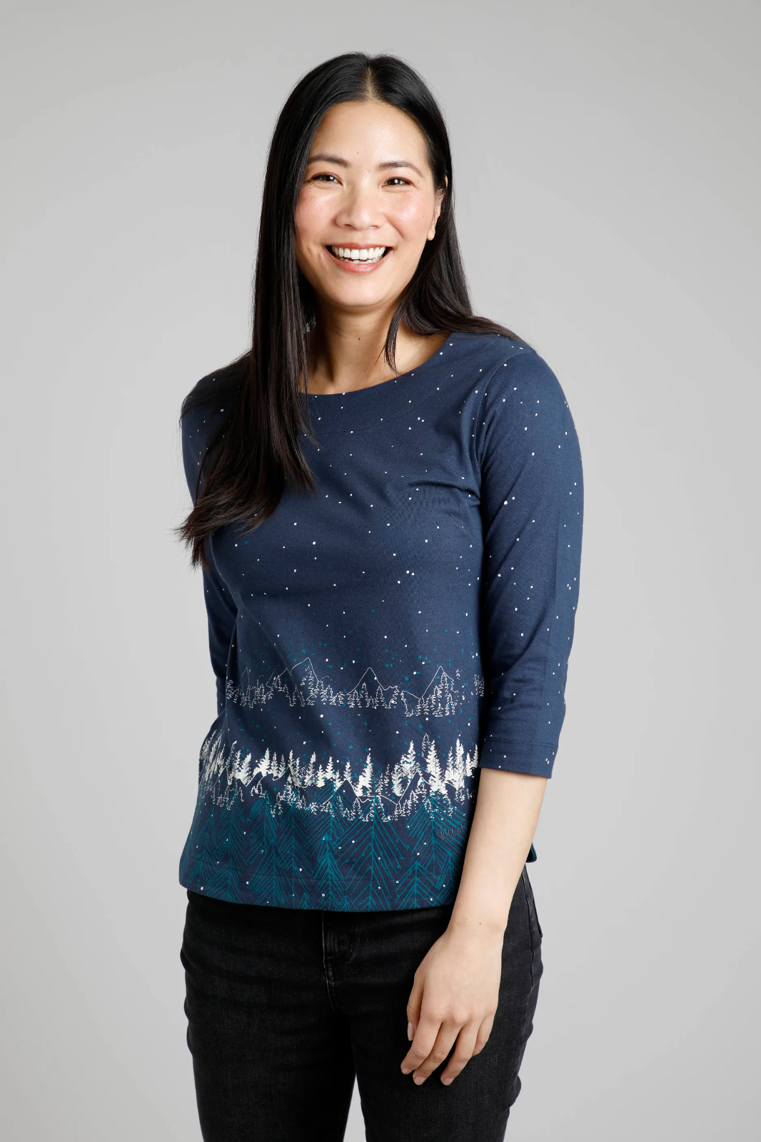 Weird Fish Women's Pinto Organic Jersey 3/4 Sleeve TShirt in Navy eBay