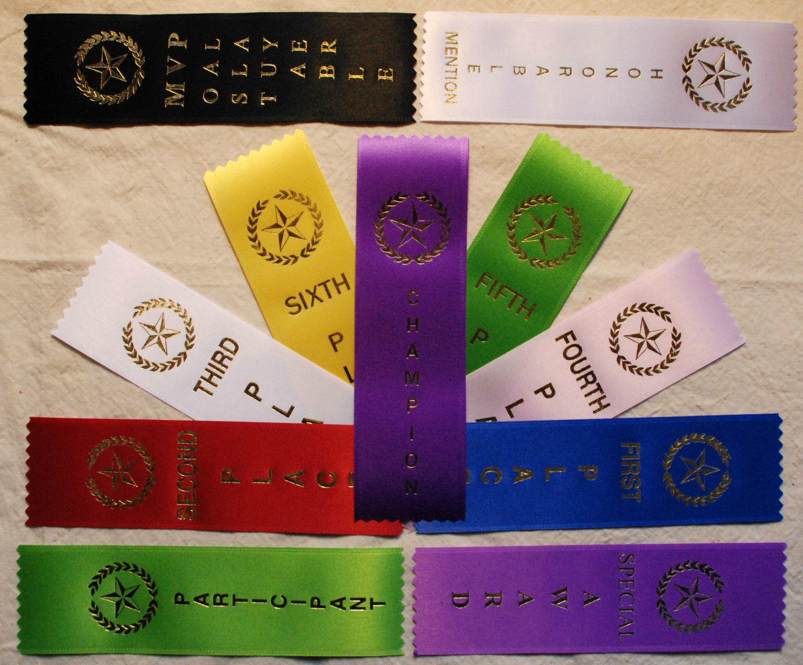 LOT OF 12 Award Place Event Prize Ribbons Your choice