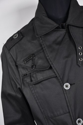 Energie Gold Black Trench Coat Jacket Men's size XL - Picture 8 of 12