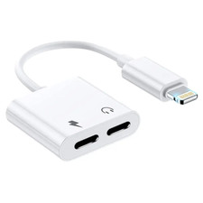 Male iPhone to 2 Female Charging  Headphone Ports