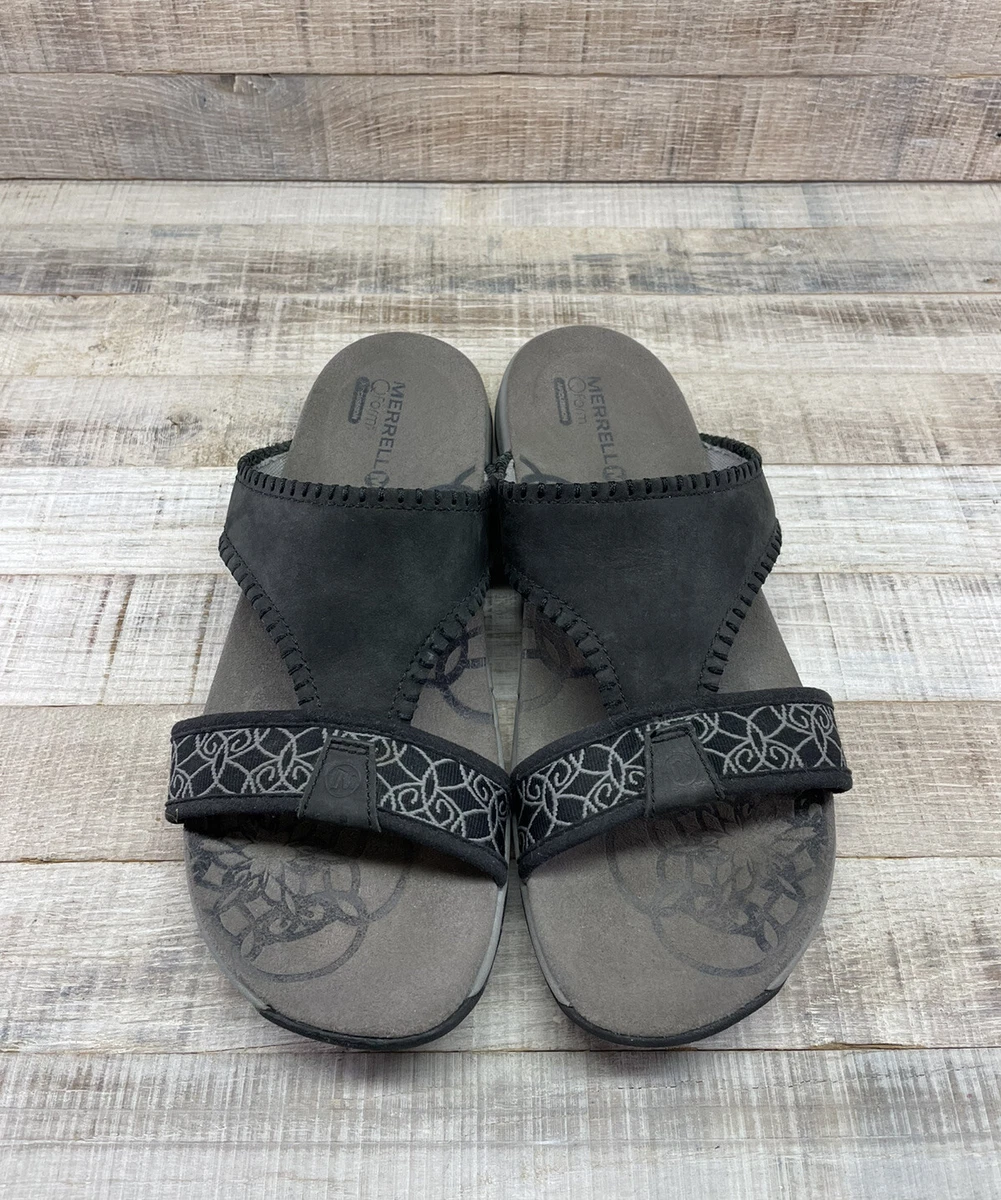 Merrell Q Form Black Leather Sandals Slides Women s sz 11 eBay