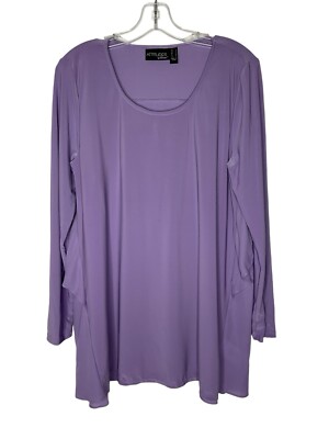 Attitudes by Renee Knit Top Georgette Flutter Back A627430 Purple Size Small New