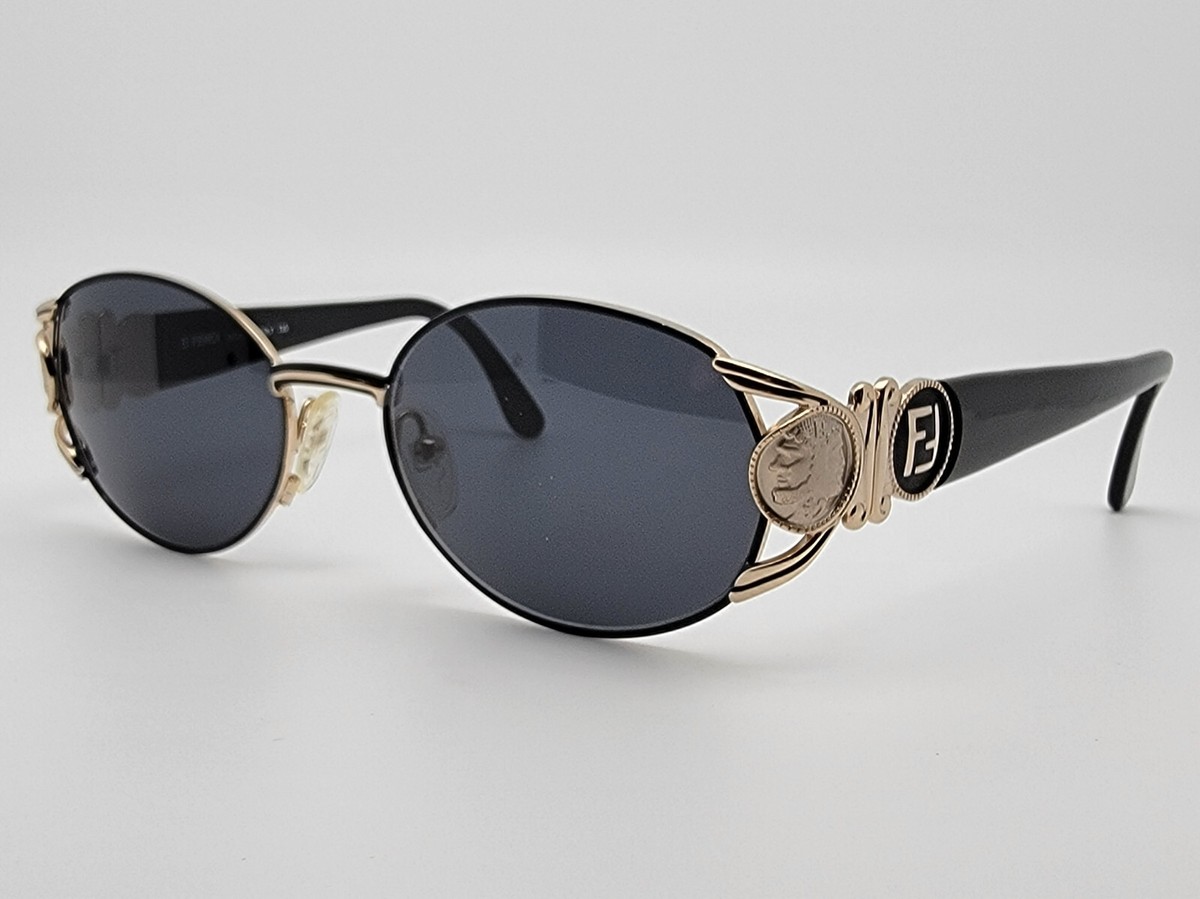 Fendi FS 140 Black Gold Frame Grey Lens Sunglasses w/ Case  display picture 3