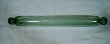 Antique 18 3/4" Light Olive Green Blown Glass BAKER'S Rolling Pin (1870 - 1895)