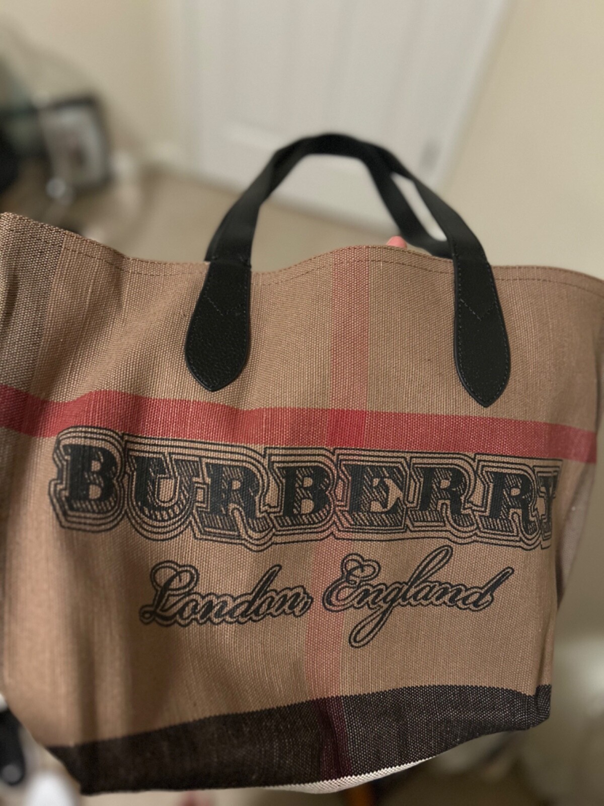 Burberry London Logo Printed Small Top Handle Tote Shopper Bag