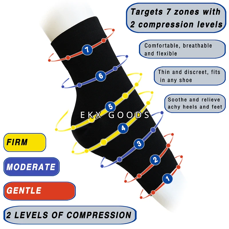 Mejor Fascitis Plantar Soporte Tobillo Manga Pie Dolor Compresión Talón Calcetín S-XL Foto 4 de 4