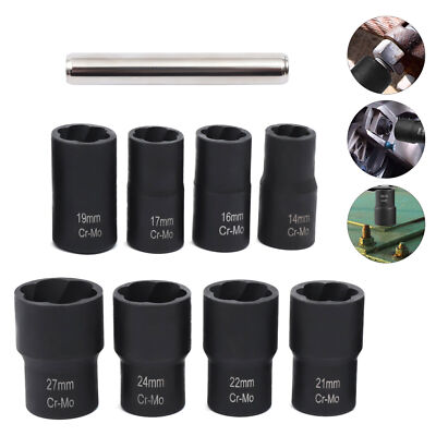 #ad 8 Pcs Wheel Lug Nut Remover Damaged Locked Nuts Bolts Remove Extractor Tool $39.32