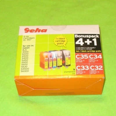 Geha 049400 Bonus Pack 4+1 Ink Cartridges 2 x C35 C34 C33 C32 Size 957