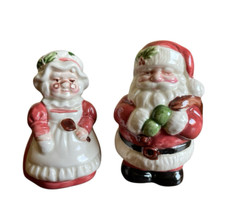 Mr. & Mrs. Santa Claus Salt and Pepper Shakers 3” Tall Papel Vintage Christmas