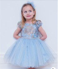 David Charles Light Blue & Bronze Tutu Gown Dress Girl Sz 6
