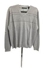 Mens Sweaters L , Long Sleeve Gray Crew Neck Top Perry Ellis NEW Work Casual