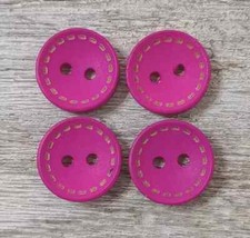 wood colors sewing buttons 2 holes hot pink stitches 3/4 inch 20mm