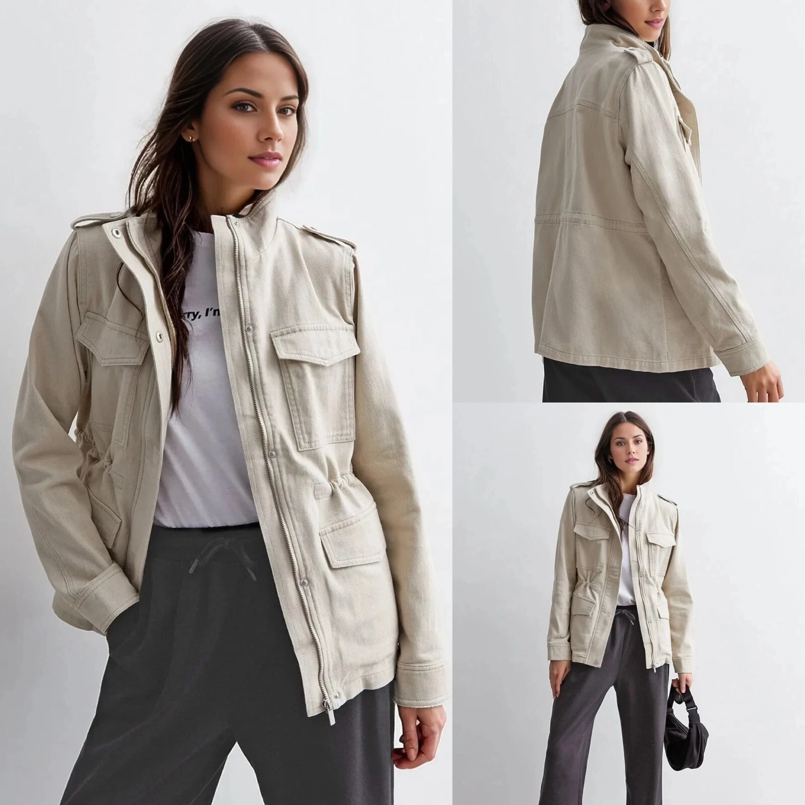 New Woman's New Look Canvas Military Style 4 Pocket Jacket Stone/Ivory £40 6-20
Opens in a new windo