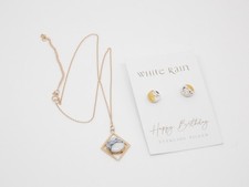 Sterling Silver Gilt White Howlite Pendant & White Rain Earrings- Thames Hospice