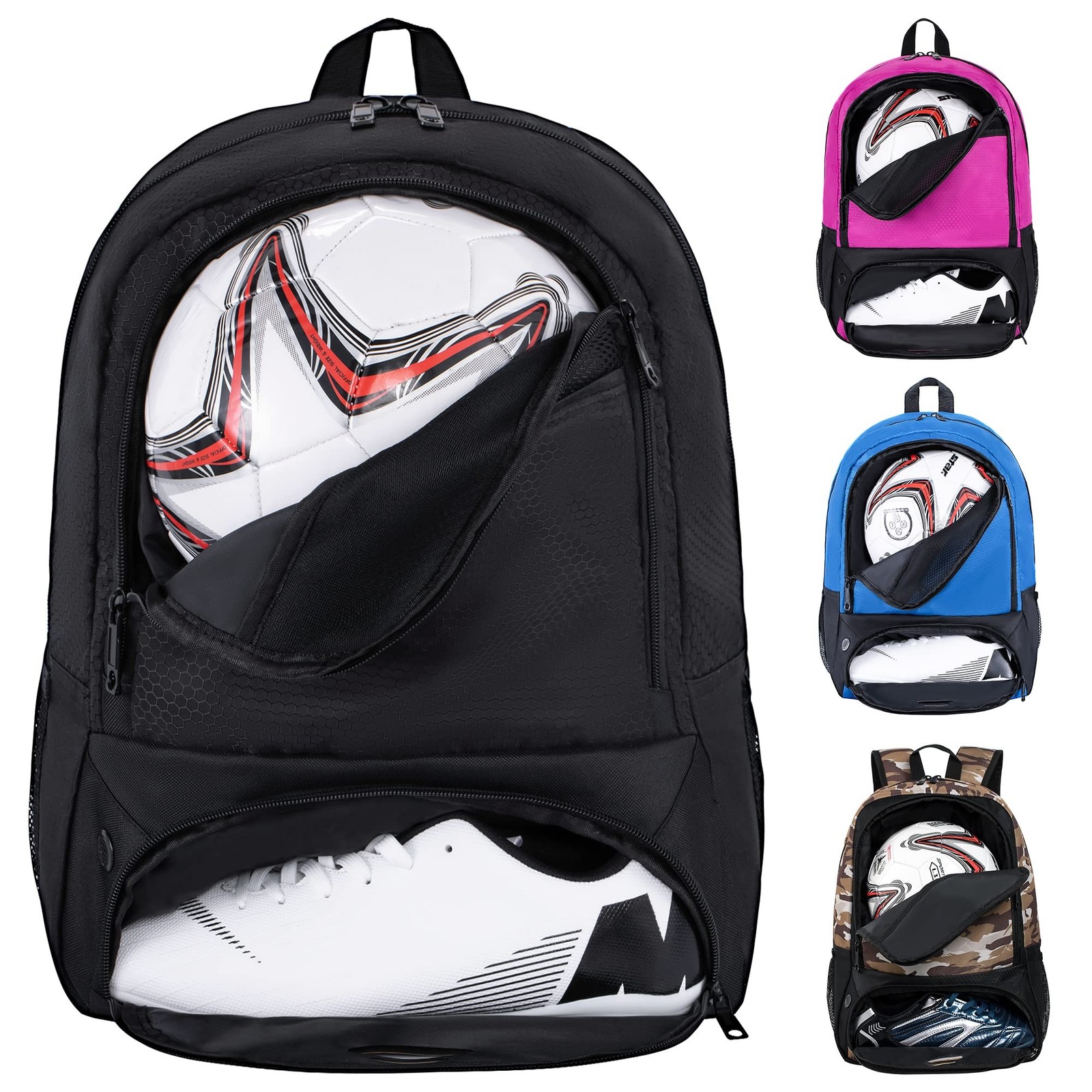 Himal Outdoors Soccer Backpack, Separate Cleat Compartment Black