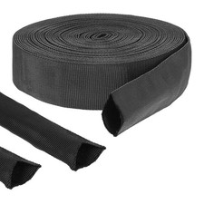 33 FT Nylon Hydraulic Hose Protector Sleeve Black Protective Cover Hose Sheath