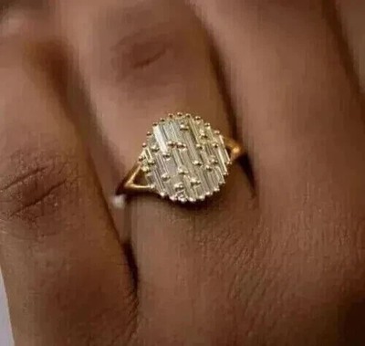 Cluster-Verlobungsring 2 kt Baguette Lab Created Diamant 14 kt Gelbgold vergoldet