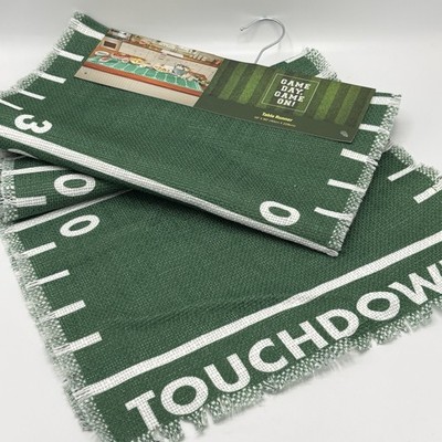 TOUCHDOWN Football Field Table Runner 16  x 90'' Yard Line Fringe Edge Game Day