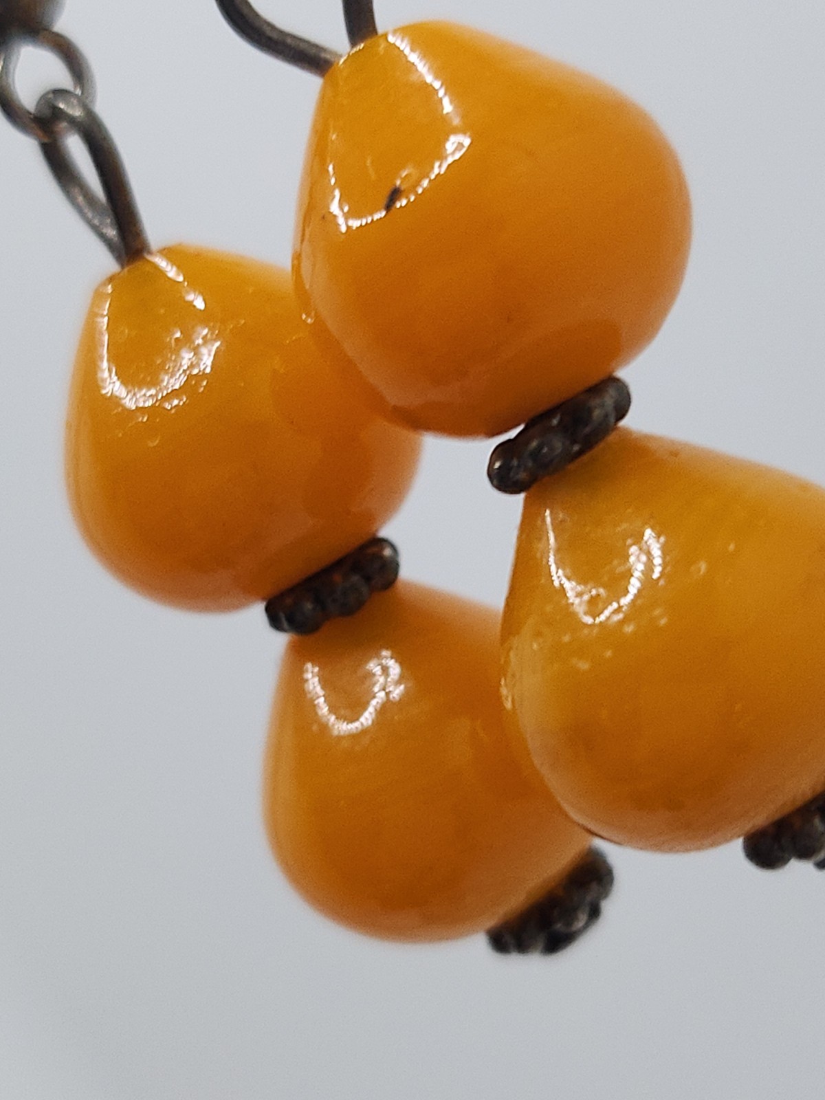 butterscotch bakelite long dangle drop earrings w… - image 8
