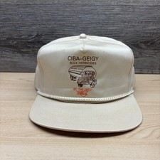 Vintage Ciba-Geigy Hat Cap Snap Back Beige He...