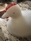 Antique Milk Glass Small Hen On Nest Lid Red Accents — photo 2