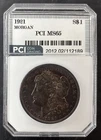 1921  $1 Morgan Silver Dollar PCI MS-65 Mint State  Toned Obverse
