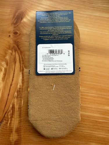 Pendleton Large Moc Socks Hidden No Show Merino Wool - Tan Southwest Pattern - Picture 6 of 6