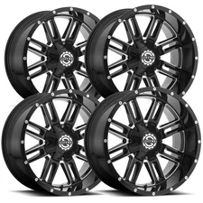 (Set of 4) Scorpion SC-18 20x9 8x6.5" +12mm Black/Milled Wheels Rims 20" Inch