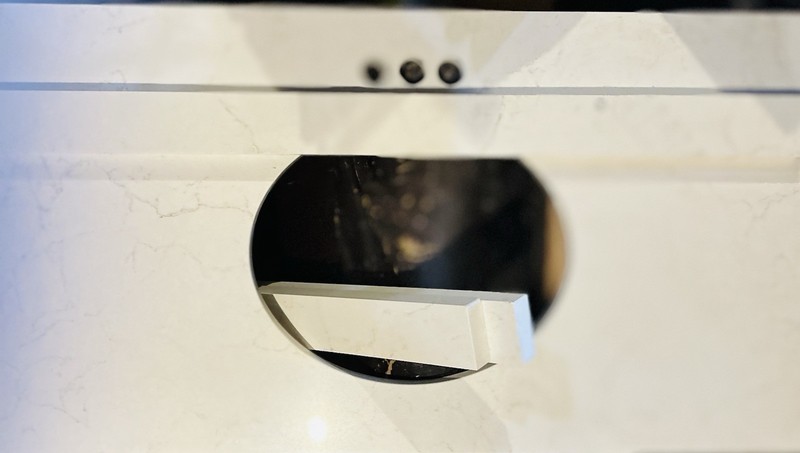 New quartz Bathroom Vanity Top with Faucet Holes, backsplash and Sink Cutout