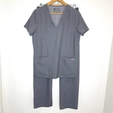 Figs Scub Set Casma Top Livingston Pants Womens Small Graphite Gray 2 Piece Set