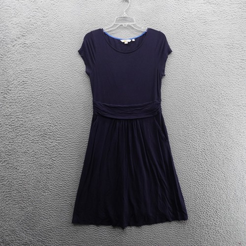 Boden Amelie Jersey Dress Navy Blue Short Sleeve Womens Size 8P Soft Drape - Picture 2 of 14