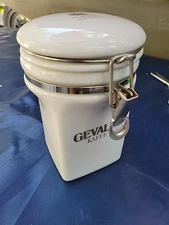 Gevalia Kaffe Coffee White Ceramic Canister Container 7.5” Japan. Needs Gasket. 