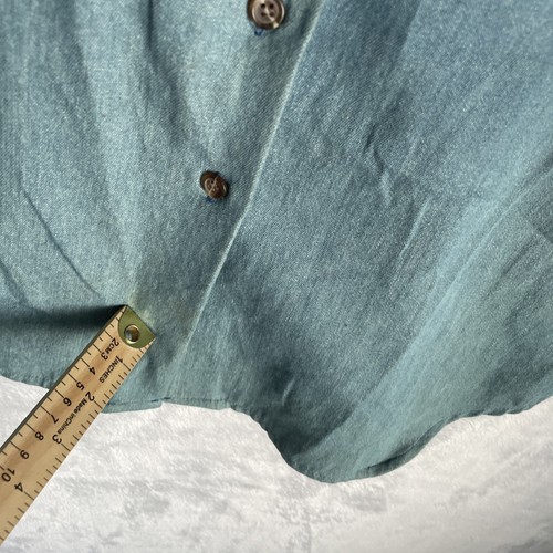Karen Scott Womans Button Top Denim Blue Christmas Small Cotton Vintage 90s - Picture 4 of 9
