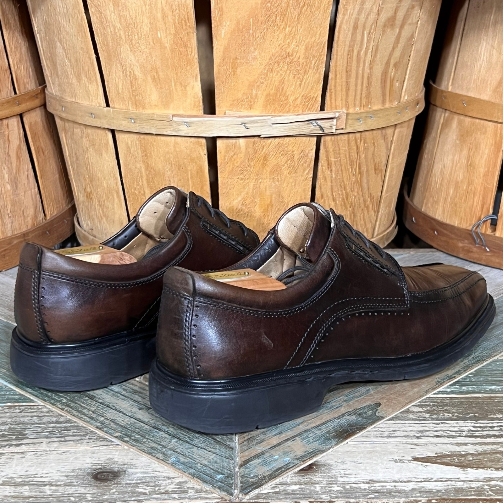 SAOLA Oxford Clarks Unstructured Un Kenneth in pelle marrone comode stringate da uomo taglia 11