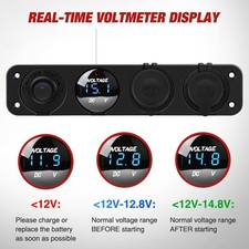 Nilight 4-in-1 12V Outlet Panel Dual USB LED Voltmeter Rocker Switch Free Ship