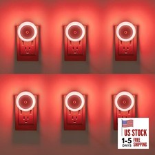  6 Pack LED Plug into Wall with Dusk to Dawn sensors Plug in Night Lights Red