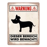 Warnung Bereich Wird Bewacht Metallschild XXL In 28X38 Cm Mit Hunde Silhouette