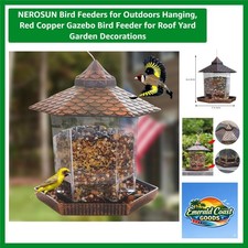Elegant Copper Gazebo Hanging Bird Feeder - Easy Setup for Outdoor Beauty