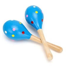 2 Pcs Maracas, Hand Percussion Rattles for Kids, Wooden Rumba Shaker Hand Blue